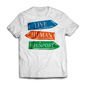 live human signpost shirt
